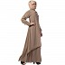 Double layered abaya with cuff sleeves- Beige Double layered abaya with cuff sleeves- Beige